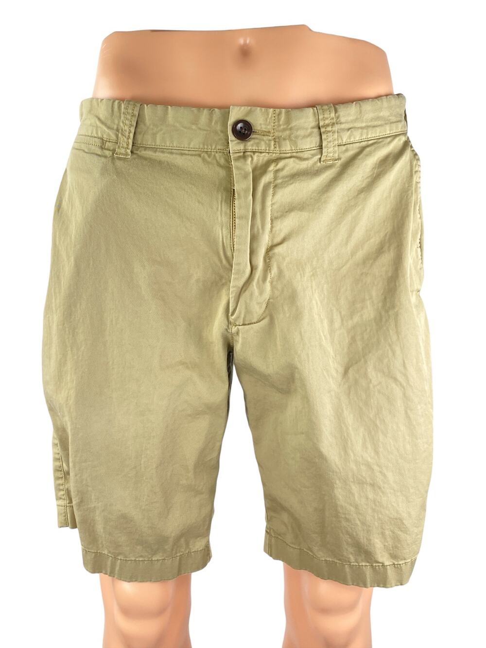 J.Crew Stretch Mens Khaki Cotton High Rise Slim Straight Chino Bermuda Shorts 33
